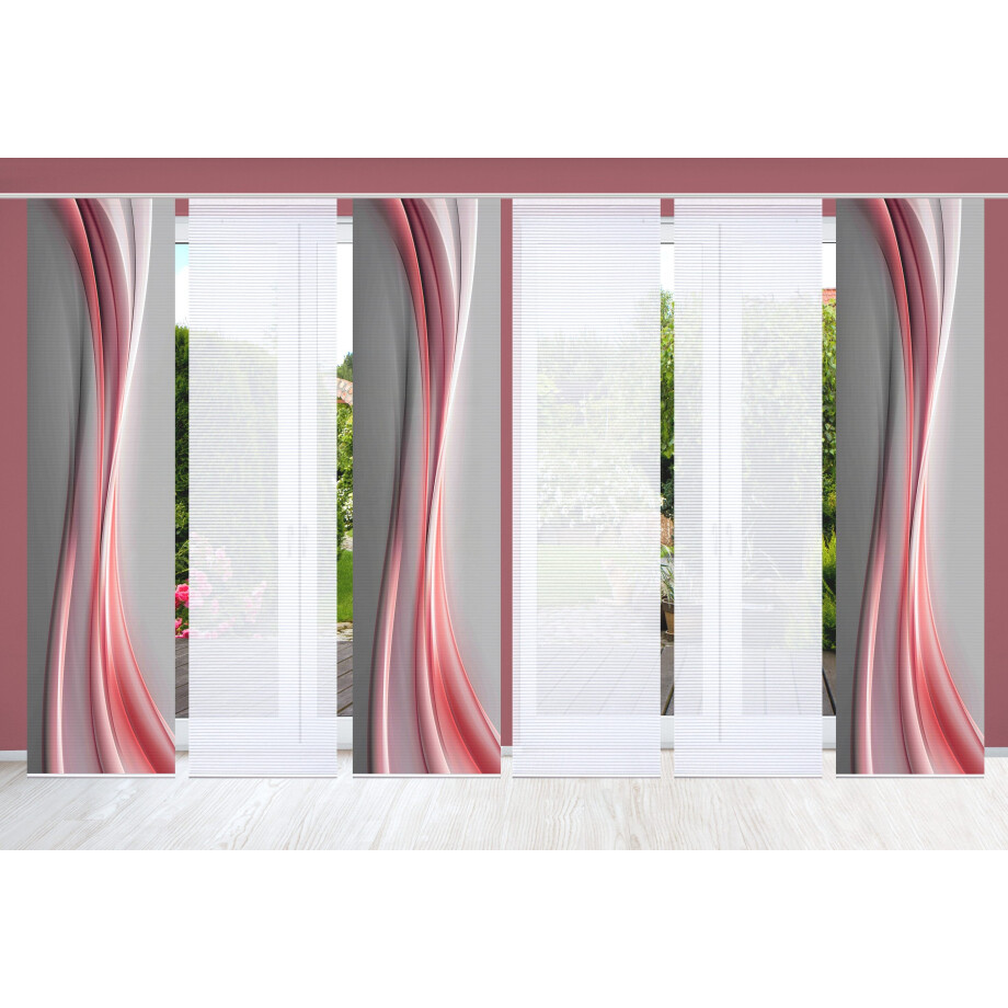 HOME in green Paneelgordijn ELANIA SET DIGITALE PRINT, BAMBOELOOK GERECYCLED (6 stuks) afbeelding 1