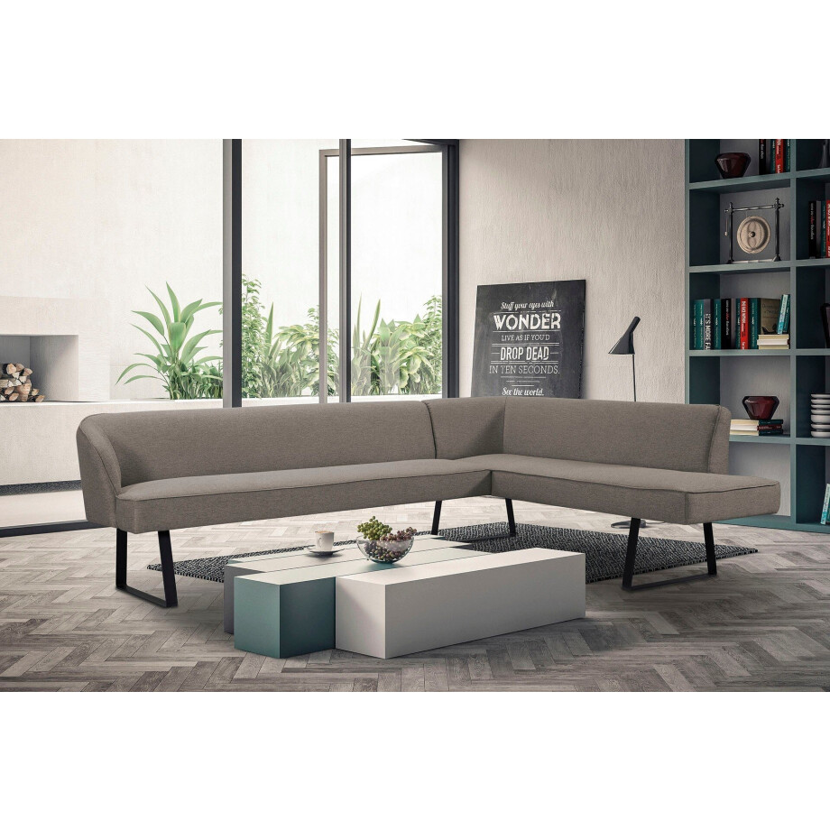 exxpo - sofa fashion Hoekbank Americano met opstaande naad en metalen poten, bekleding in verschillende kwaliteiten afbeelding 1