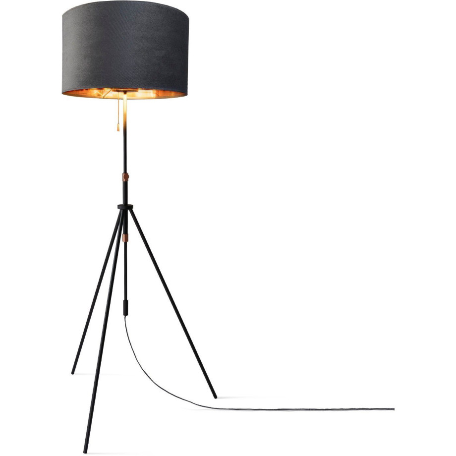 Paco Home Staande lamp Naomi uni Color Woonkamer in hoogte verstelbaar 121,5 tot 176,5 cm trekschakelaar velours afbeelding 1