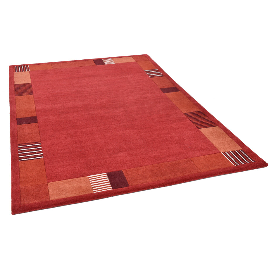 THEKO Wollen kleed Royal Nepali 3085 zuivere wol, handgetuft, unikleuren, met randdessin, modern design afbeelding 1