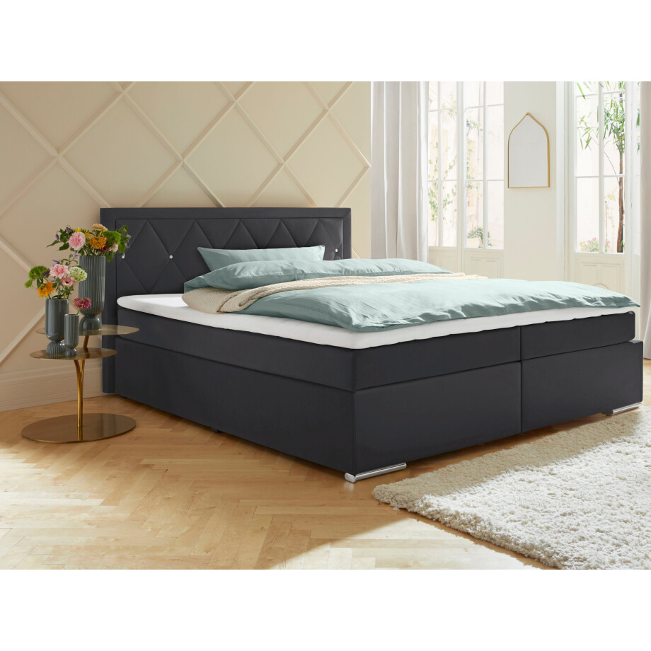 Leonique Boxspring Alfie, bestseller, optioneel met bedlade met strassteentjes in het hoofdbord, h2, h3 en h4 ter keuze afbeelding 1