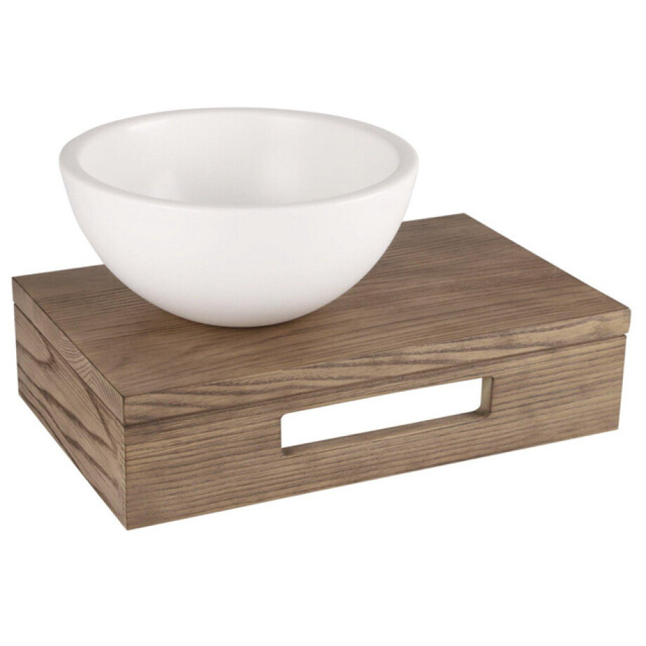 Differnz fonteinset - 40x21x10cm - Rechthoek - 0 kraangaten - wit mat keramieken waskom - Hout bruin eiken SW642467 / SW705517 Differnz fonteinset - 40x21x10cm - Rechthoek - 0 kraangaten - wit mat keramieken waskom - Hout bruin eiken SW642467 / SW705517 afbeelding 1