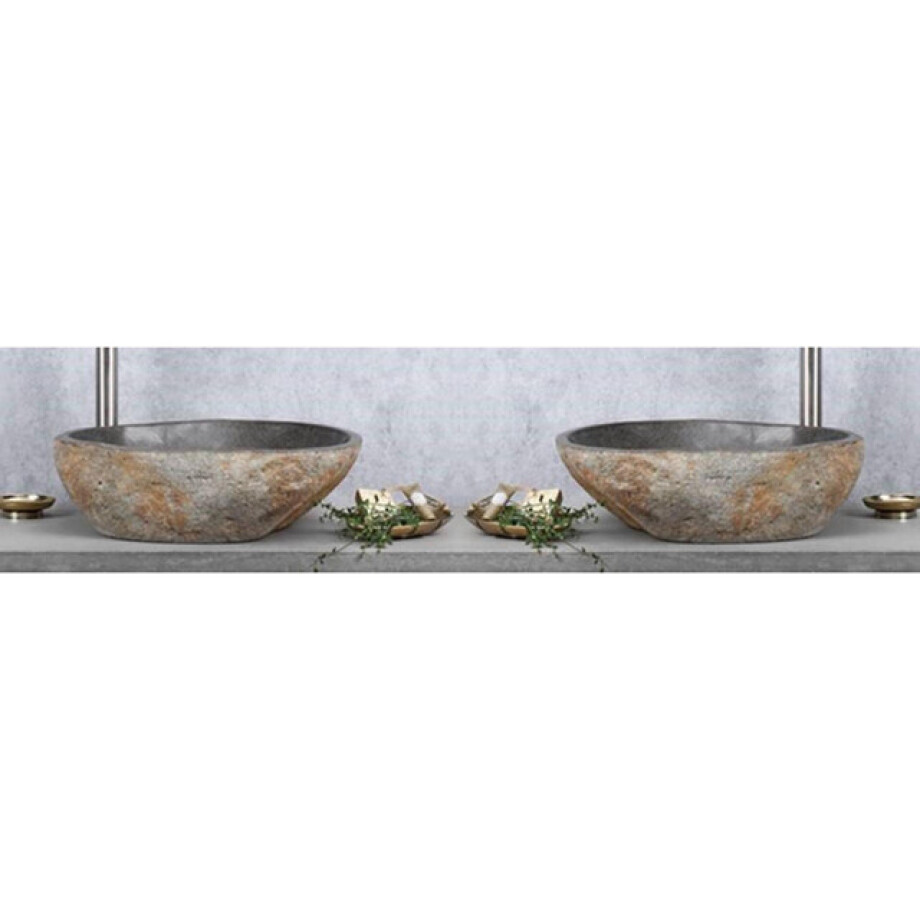 Differnz Lombok waskom 40x50cm riviersteen grijs SET van 2 36.102.40 afbeelding 1