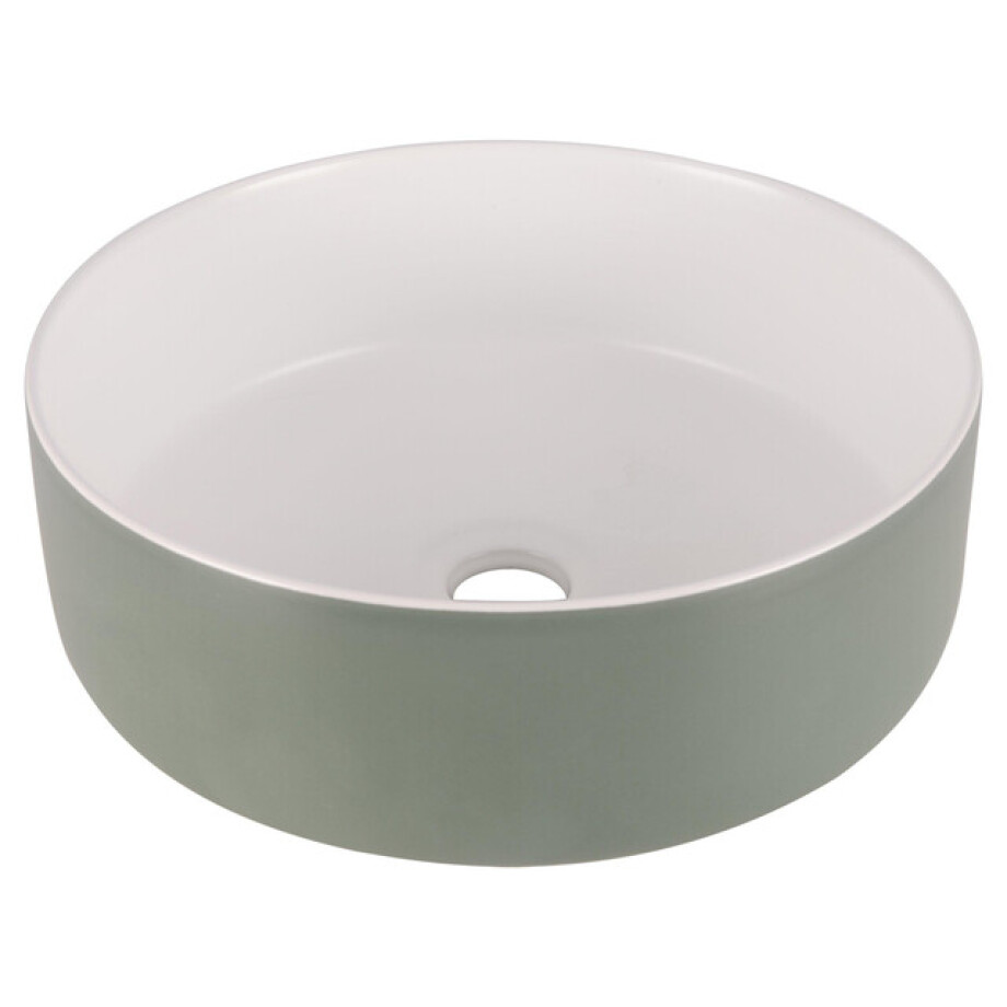 Differnz MIRA Waskom - 36x12cm - keramiek- groen/wit 38.009.05 afbeelding 1