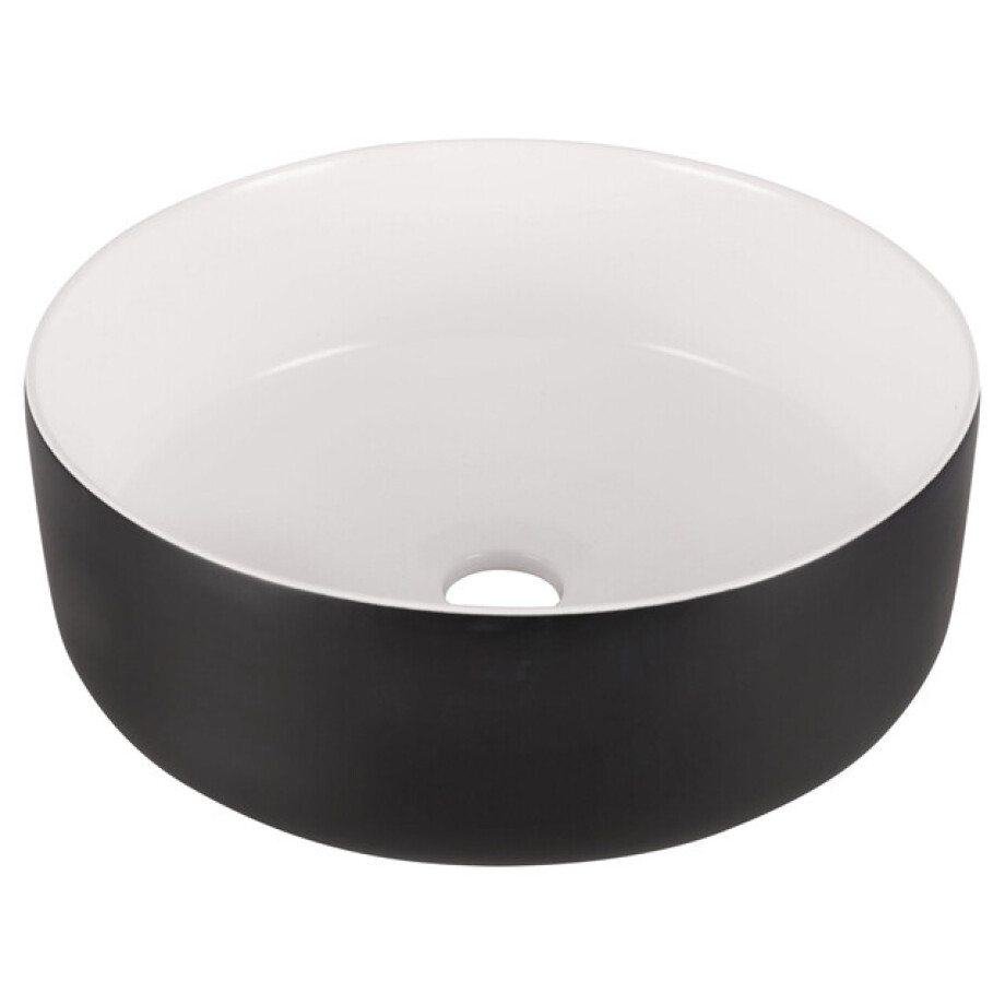 Differnz MIRA Waskom - 36x12cm - keramiek- zwart/wit 38.009.02 afbeelding 1