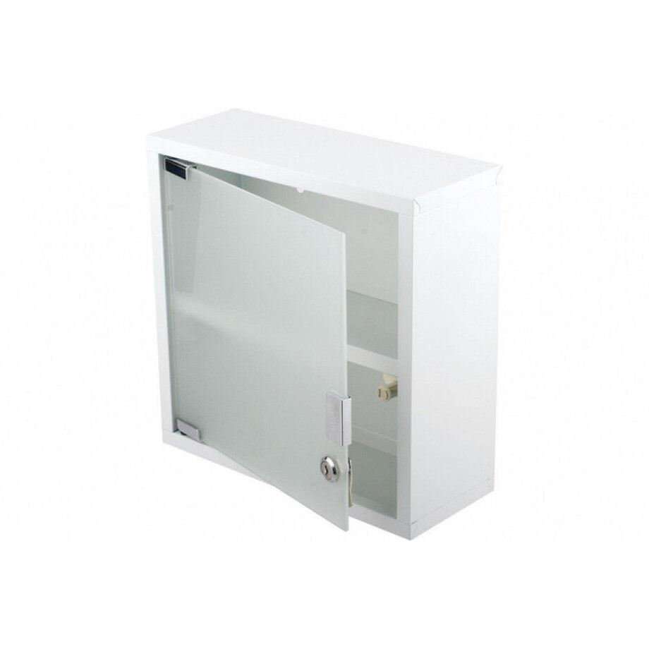 Differnz Quadro kubuskast 30x30x12cm met satin glas zonder kruis met slot wit 36.012.02 afbeelding 1