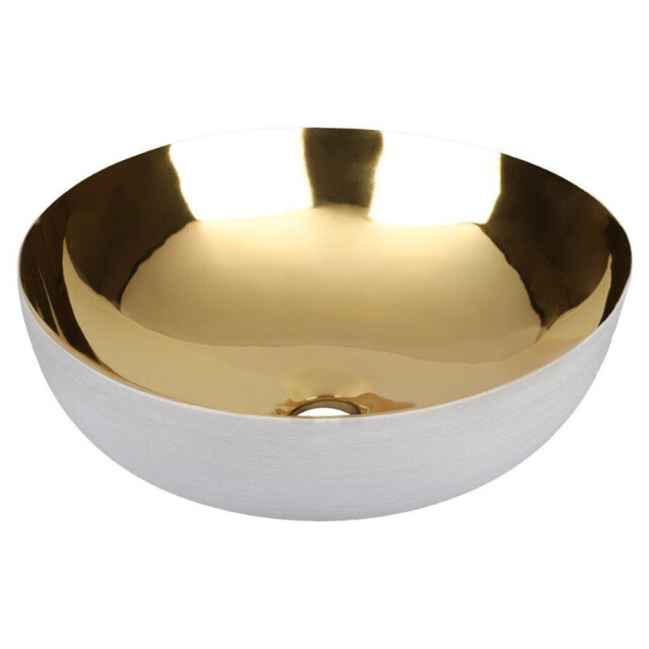 Differnz Shine waskom 40x40x13.5cm keramiek goud/wit 38.010.64 afbeelding 1