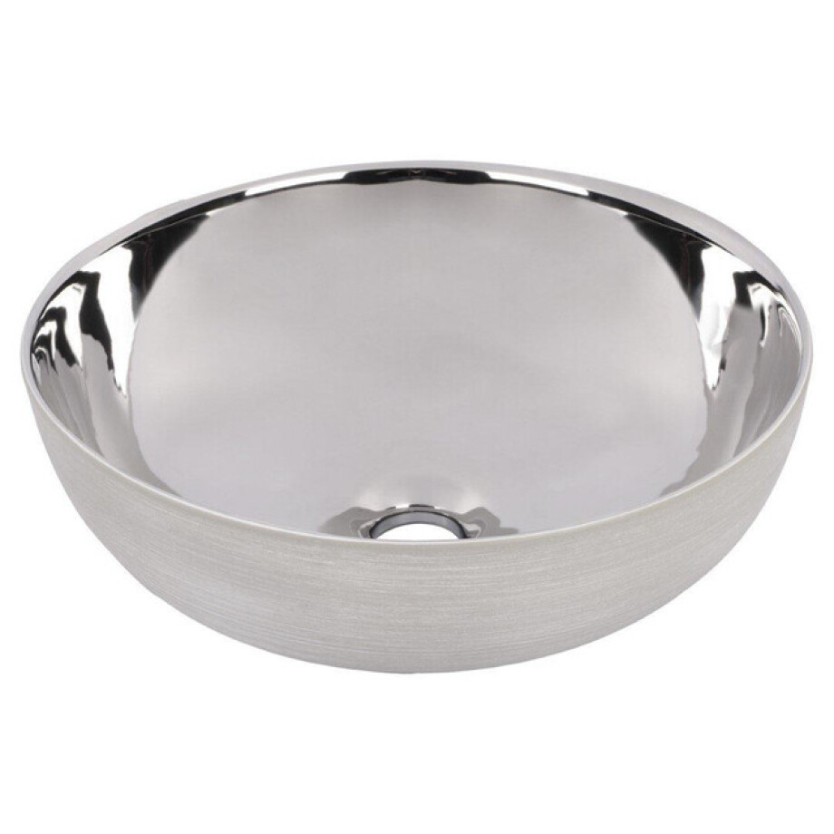 Differnz Shine waskom 40x40x13.5cm keramiek zilver/wit 38.010.65 afbeelding 1