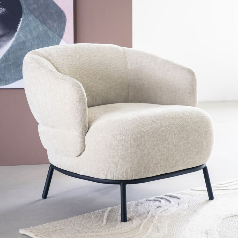 Eleonora Fauteuil 'David' Chenille, kleur Taupe afbeelding 1