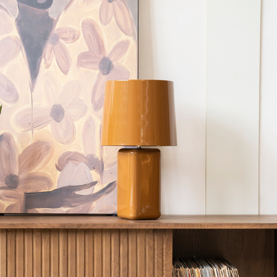 By-Boo Tafellamp 'Dixon' 47cm, kleur Mosterdgeel afbeelding 1