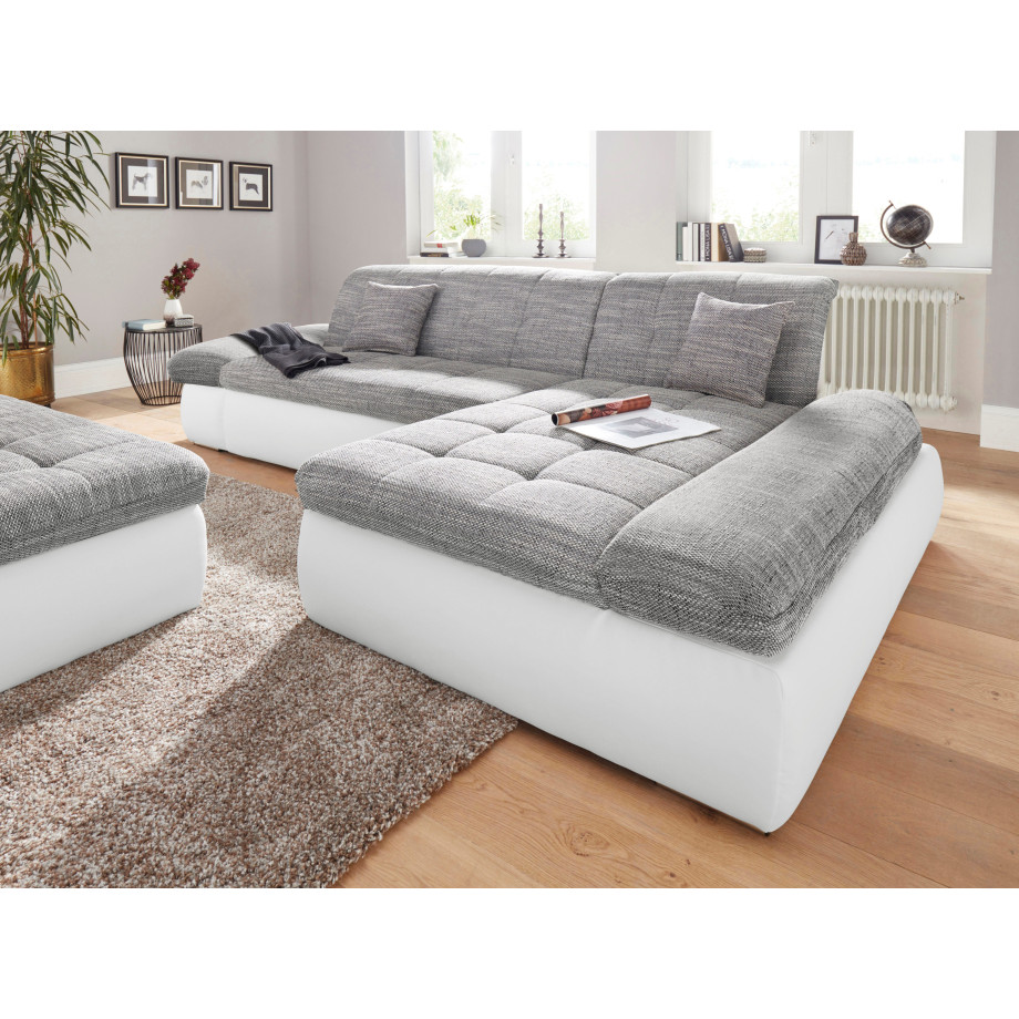 DOMO collection Hoekbank Moric Luxus - BxDxH 300x172x80 cm L-vorm, 140kg belasting/zitplaats, in cord, chenille, kunstleer afbeelding 1