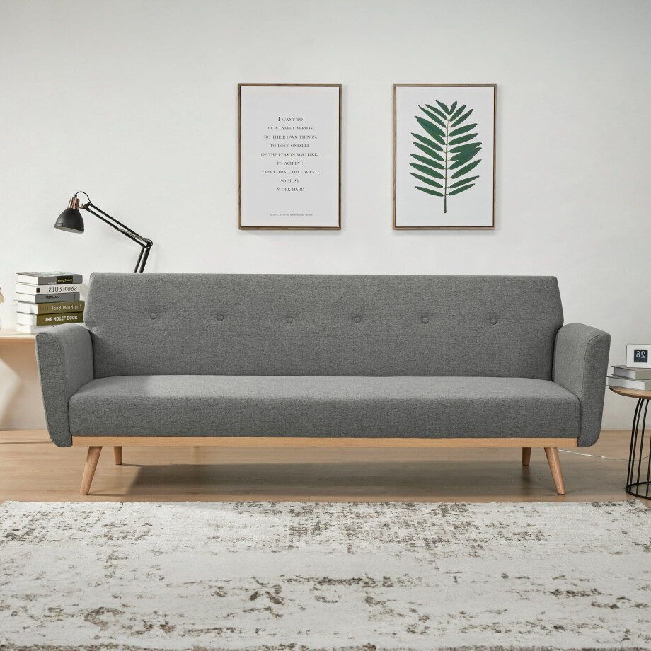 Artistiq 3-zits Slaapbank 'Kelyn' 111 x 190cm, kleur Donkergrijs Artistiq 3-zits Slaapbank 'Kelyn' 111 x 190cm, kleur Donkergrijs afbeelding 1