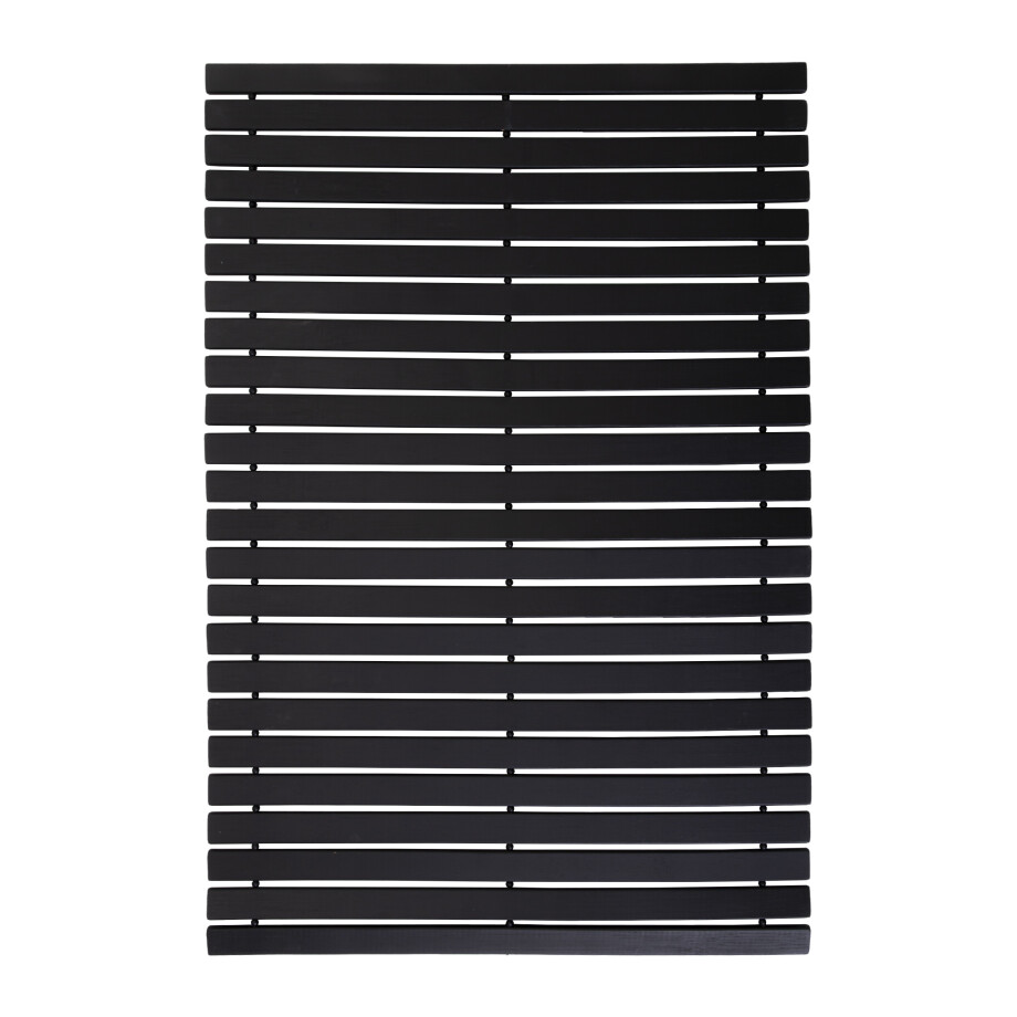 QUVIO Badmat / Douchemat - 60x40cm - Hout - Zwart afbeelding 1