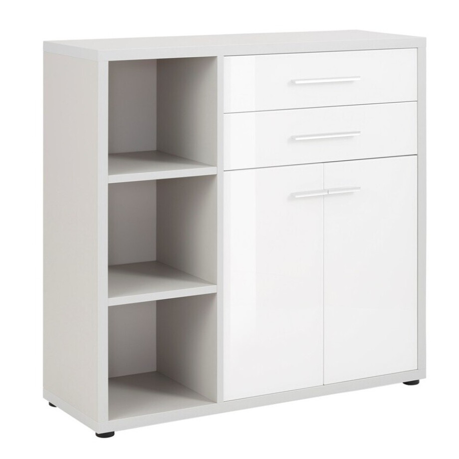 Dressoir Banco 110 cm hoog in platina grijs met wit afbeelding 1