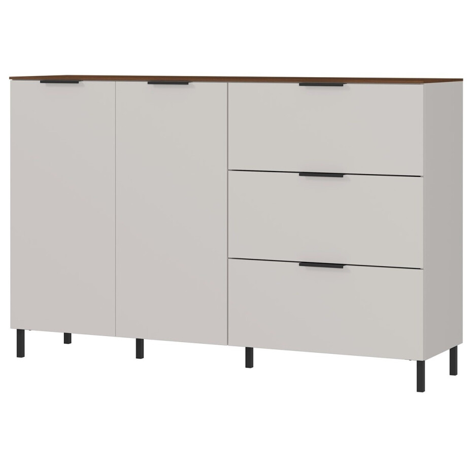 Dressoir California 151 cm breed in cashmere met walnoot Dressoir California 151 cm breed in cashmere met walnoot afbeelding 1