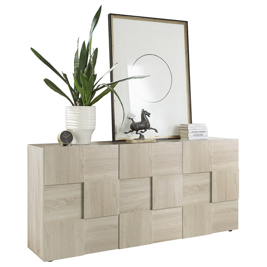Dressoir Dama 181 cm breed 3 deuren sonoma eiken afbeelding 1