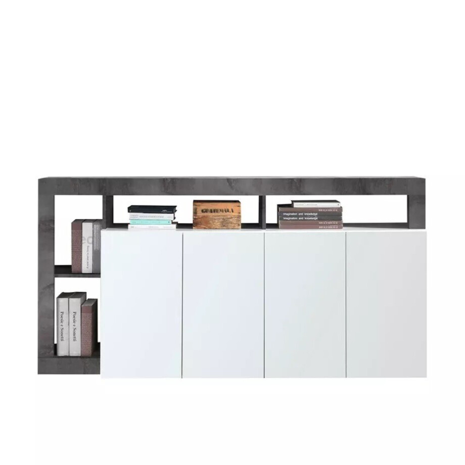 Dressoir Hamburg 184 cm breed hoogglans wit met oxid afbeelding 1