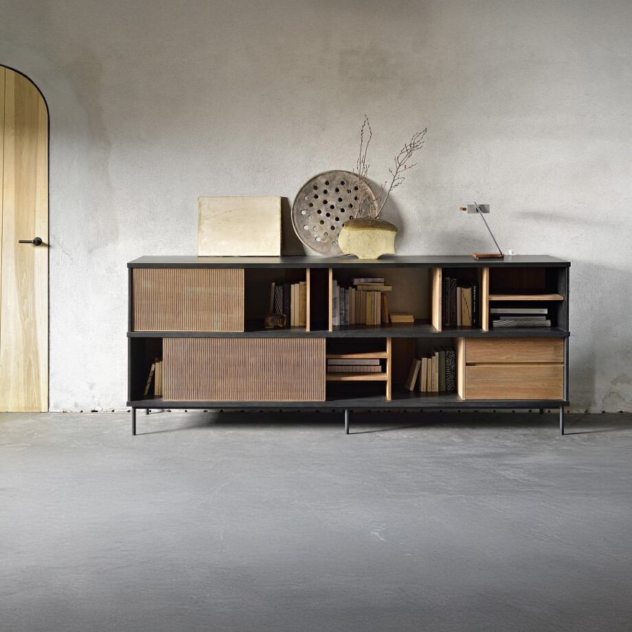 Ethnicraft Dressoir 'Oscar' Teakhout, 224cm Ethnicraft Dressoir 'Oscar' Teakhout, 224cm afbeelding