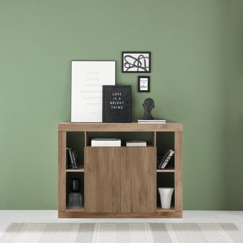 Dressoir Rimini 134 cm breed 2 deurs mercure eiken afbeelding 1