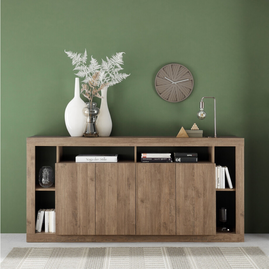 Dressoir Rimini 210 cm breed 4 deurs mercure eiken afbeelding 1