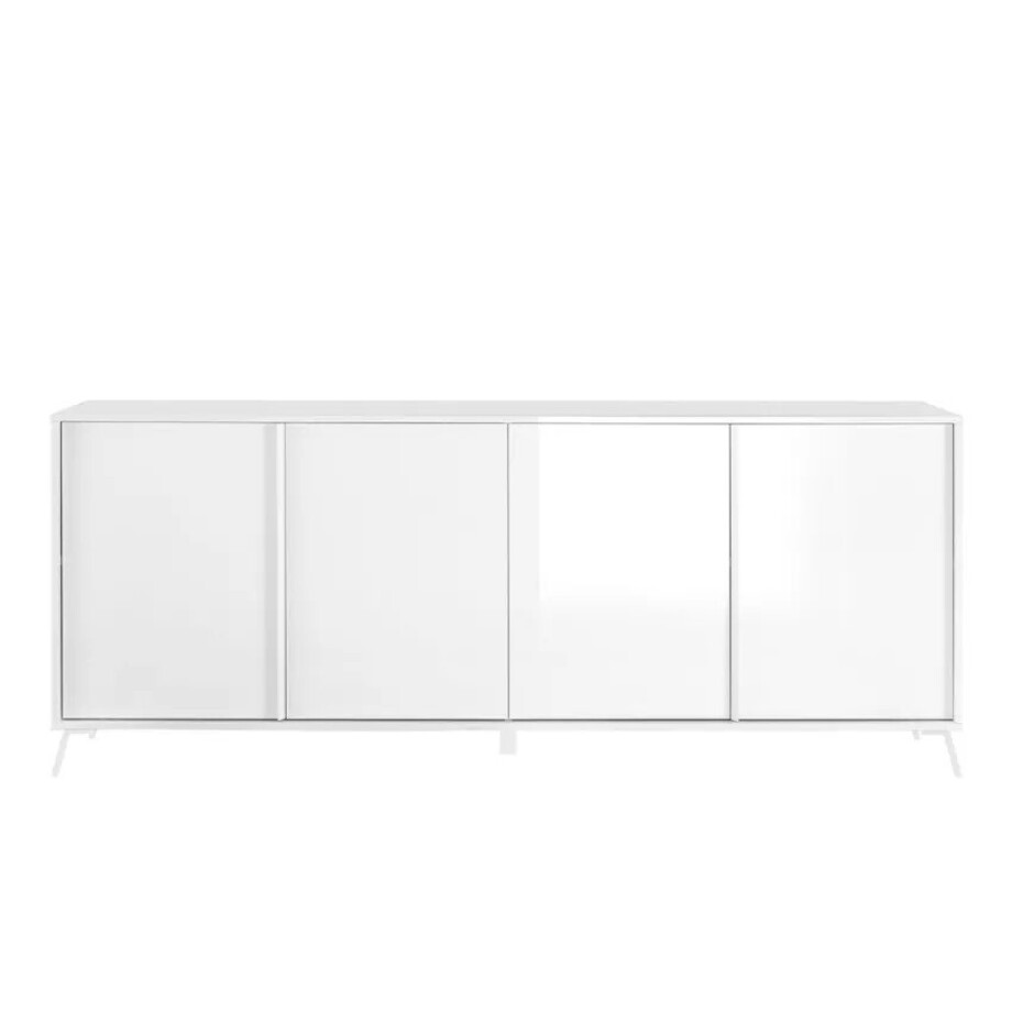 Dressoir Steel 205 cm breed 4 deurs hoogglans wit Dressoir Steel 205 cm breed 4 deurs hoogglans wit afbeelding 1