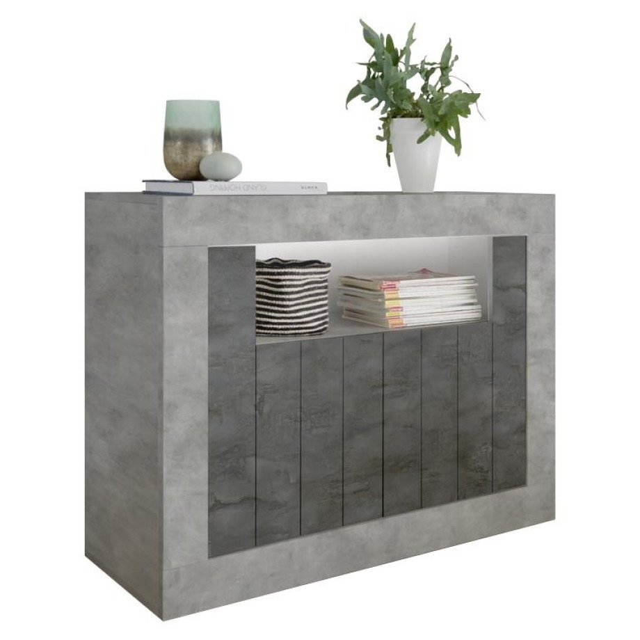 Dressoir Urbino 110 cm breed in grijs beton met oxid afbeelding 1