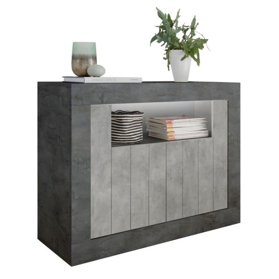 Dressoir Urbino 110 cm breed in Oxid met grijs beton afbeelding 1