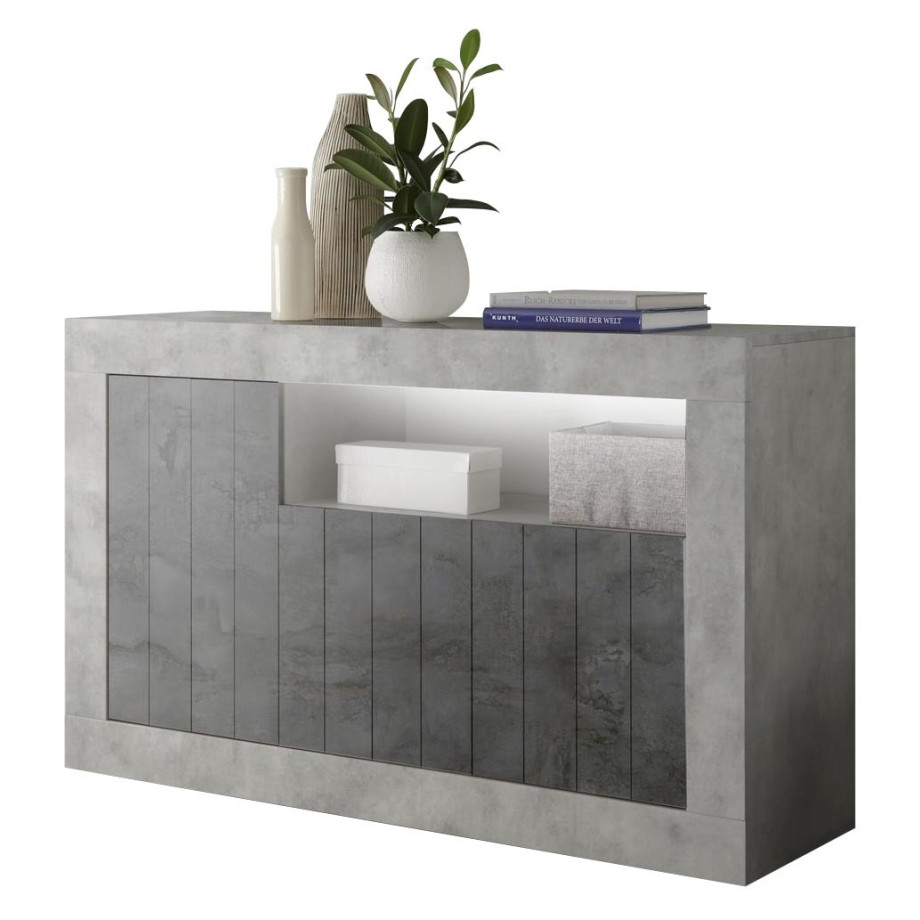 Dressoir Urbino 138 cm breed in grijs beton met oxid afbeelding 1