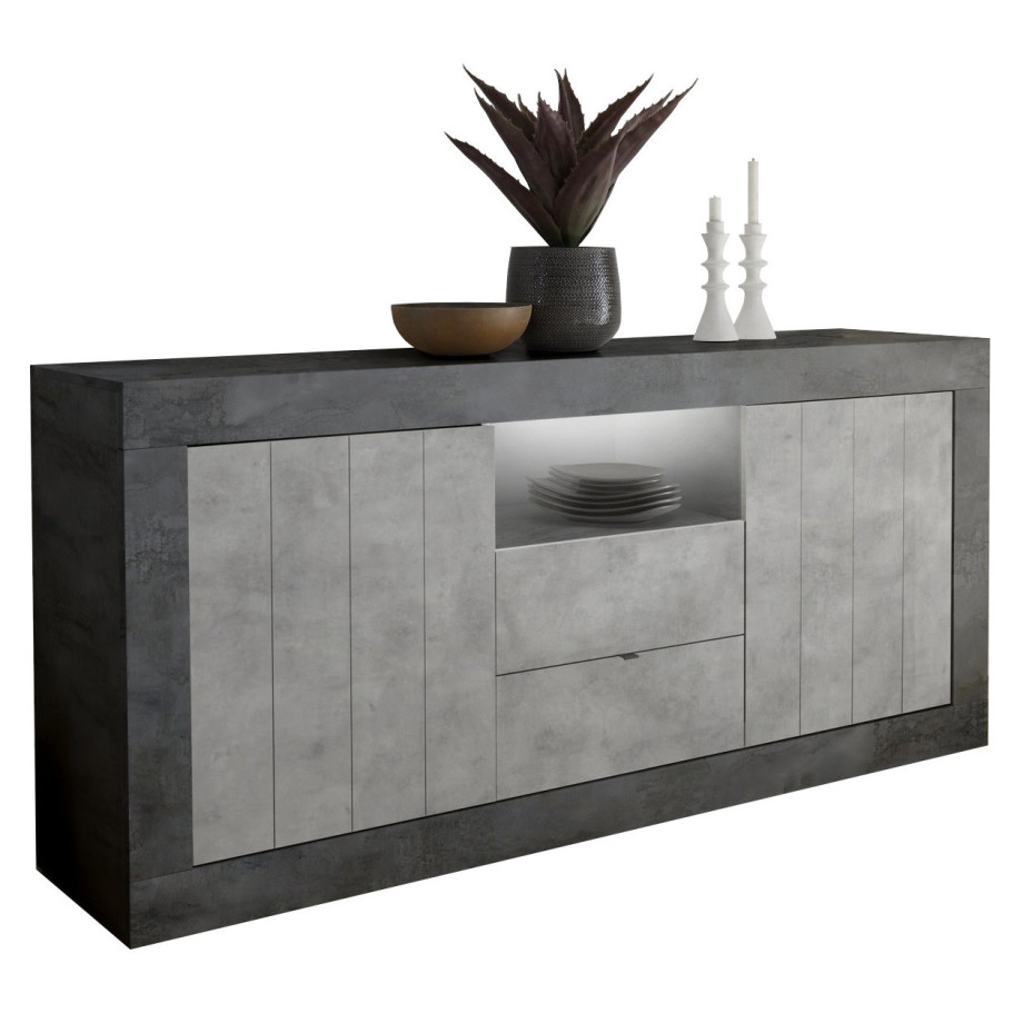 Dressoir Urbino 184 cm breed in oxid met grijs beton afbeelding 1