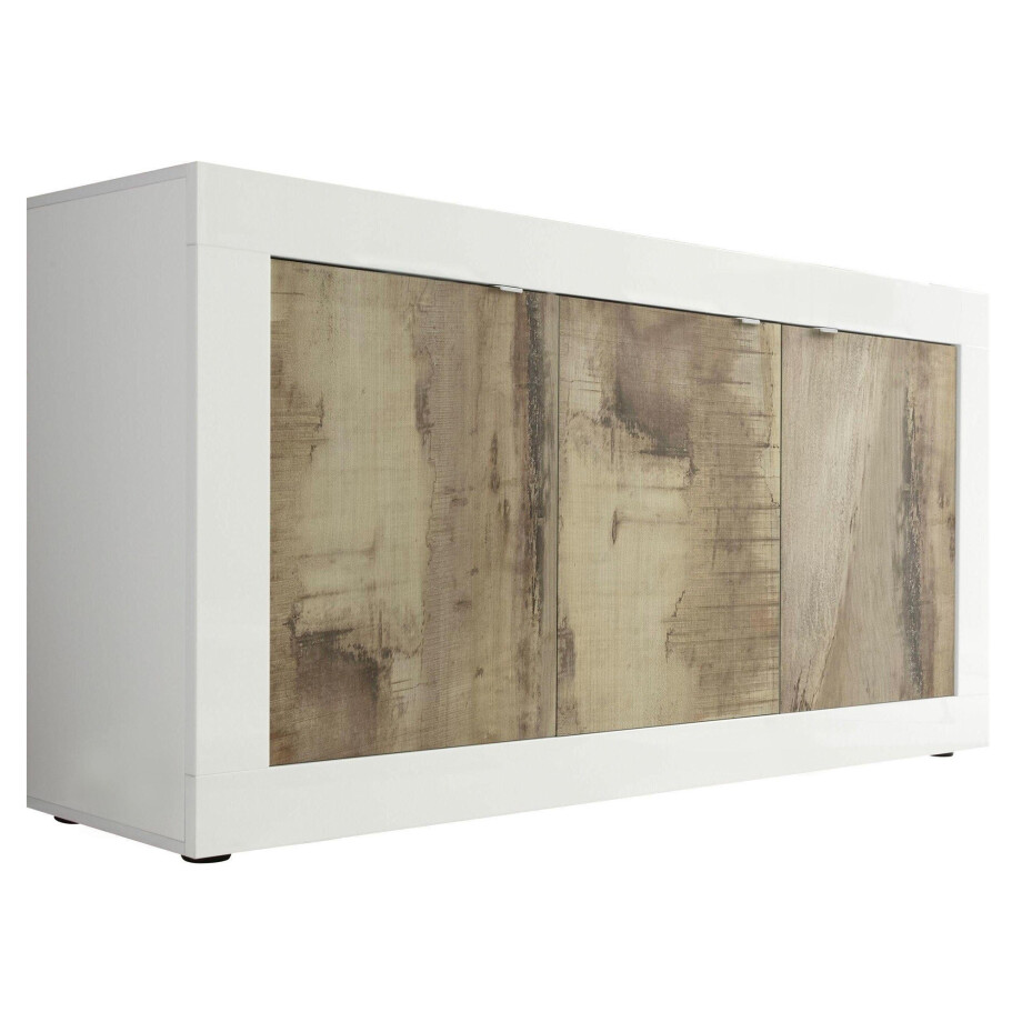 Dressoir Basic 160 cm breed wit met eiken Dressoir Basic 160 cm breed wit met eiken afbeelding 1