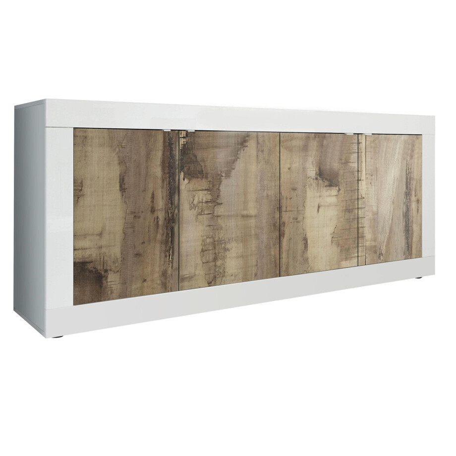 Dressoir Basic 206 cm breed wit met eiken Dressoir Basic 206 cm breed wit met eiken afbeelding 1