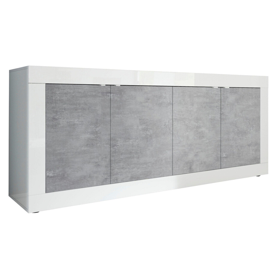 Dressoir Basic 206 cm breed wit met beton Dressoir Basic 206 cm breed wit met beton afbeelding 1