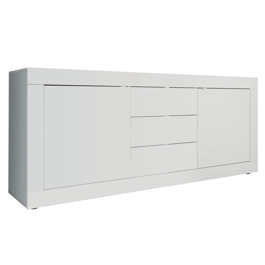 Dressoir Basic 210 cm breed hoogglans wit afbeelding 1
