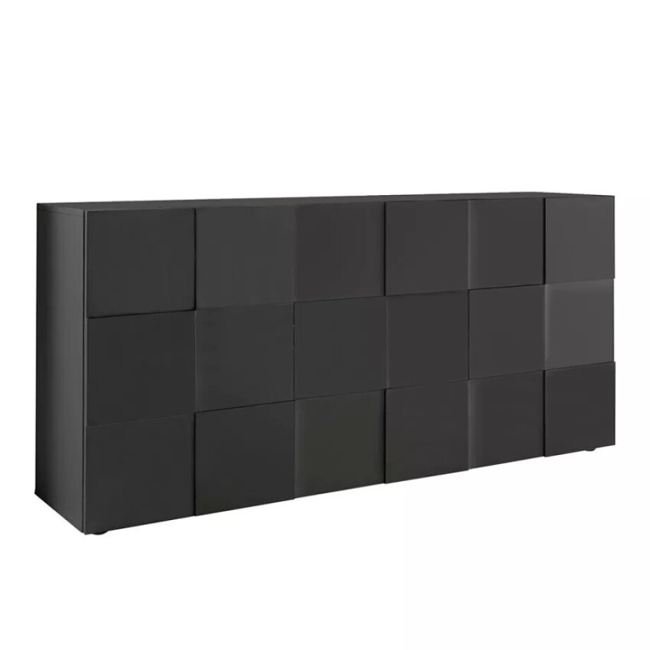 Dressoir Dama 181 cm breed 3 deuren hoogglans grijs Dressoir Dama 181 cm breed 3 deuren hoogglans grijs afbeelding 1