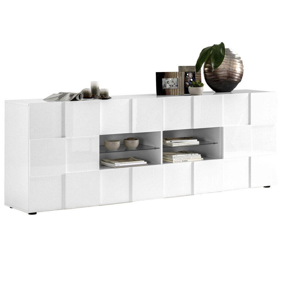 Dressoir Dama 241 cm breed hoogglans wit afbeelding 1