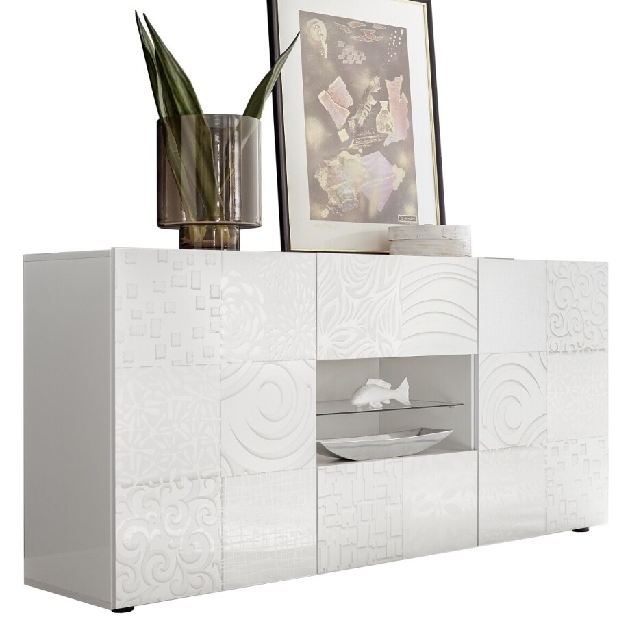 Dressoir Miro 181 cm breed in hoogglans wit afbeelding 1