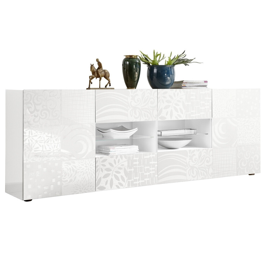 Dressoir Miro 241 cm breed in hoogglans wit afbeelding 1