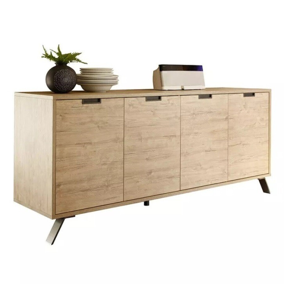 Dressoir Palma 207 cm breed 4D in sherwood oak Dressoir Palma 207 cm breed 4D in sherwood oak afbeelding 1