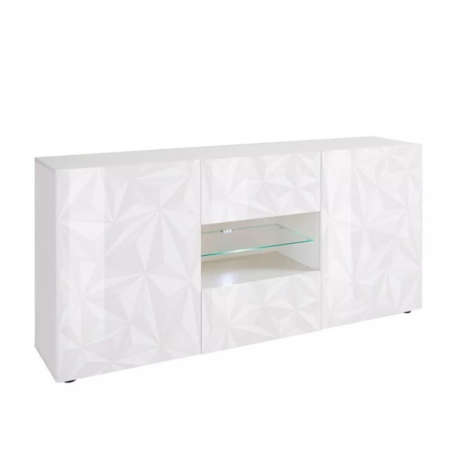 Dressoir Prisma 181 cm breed in hoogglans wit afbeelding 1