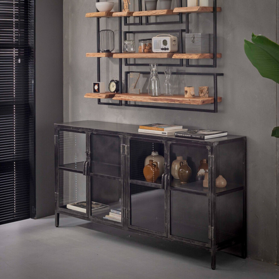 Dressoir Rift metal 4 deuren 180 cm breed Dressoir Rift metal 4 deuren 180 cm breed afbeelding 1