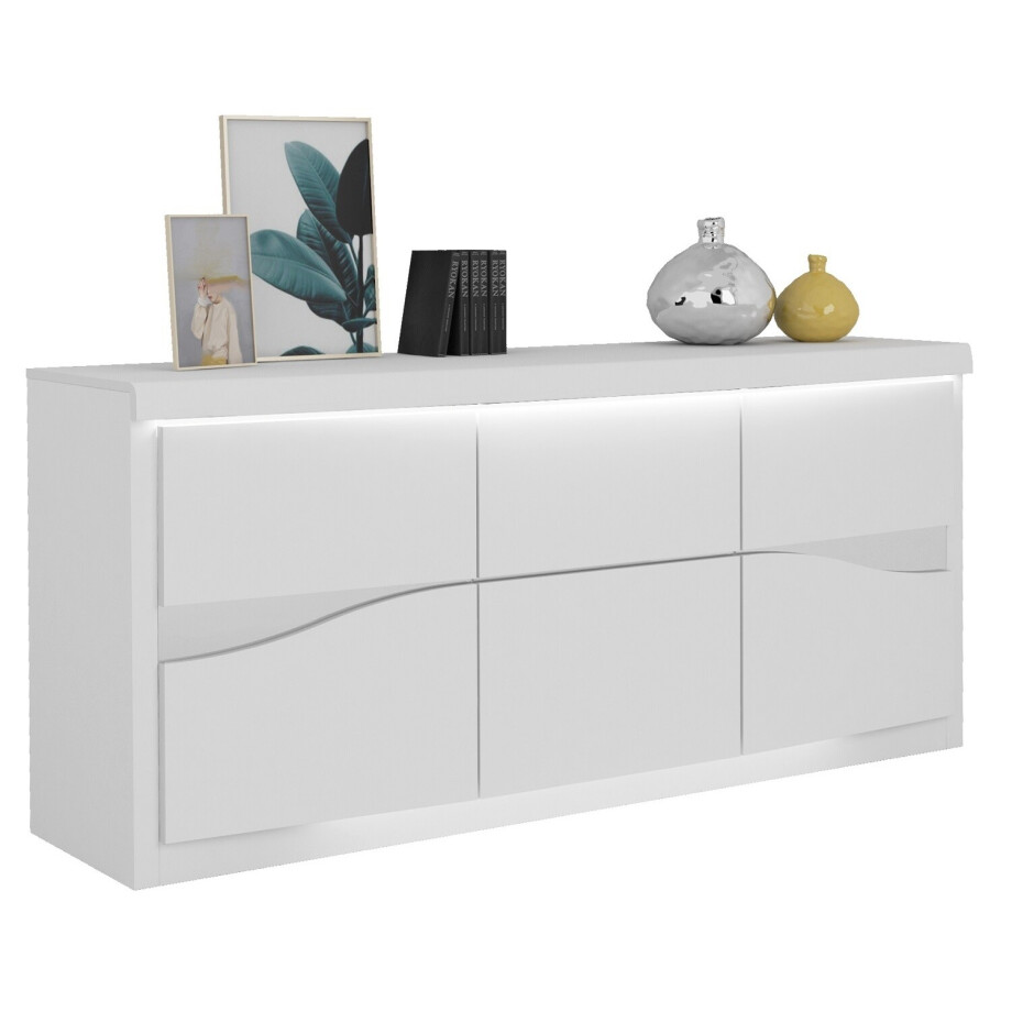 Dressoir Spirit 220 cm breed in hoogglans wit afbeelding 1