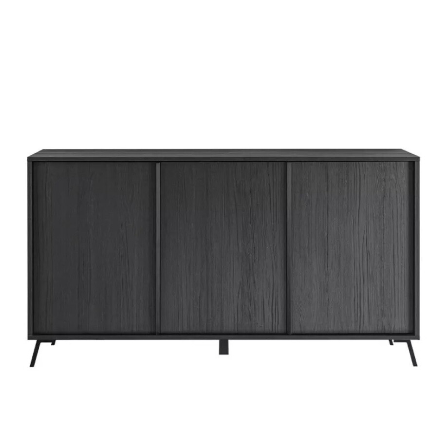 Dressoir Steel 156 cm breed 3 deurs burnt black Dressoir Steel 156 cm breed 3 deurs burnt black afbeelding 1
