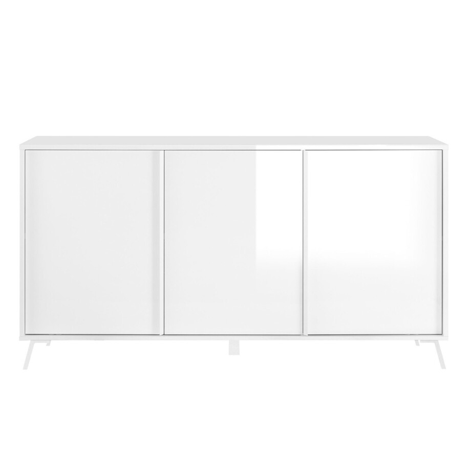 Dressoir Steel 156 cm breed 3 deurs hoogglans wit Dressoir Steel 156 cm breed 3 deurs hoogglans wit afbeelding 1