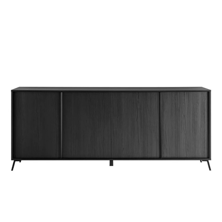 Dressoir Steel 205 cm breed 4 deurs burnt black Dressoir Steel 205 cm breed 4 deurs burnt black afbeelding 1