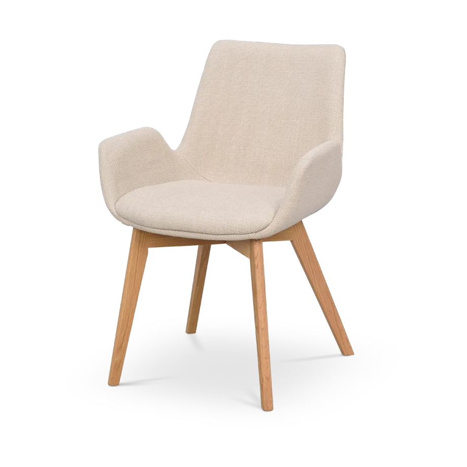 Drimsdale gestoffeerde eetkamerstoel beige - eikenhouten onderstel Drimsdale gestoffeerde eetkamerstoel beige - eikenhouten onderstel afbeelding 1