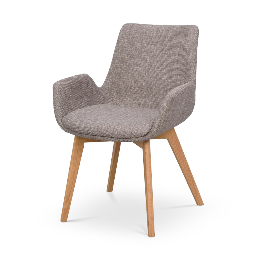 Drimsdale gestoffeerde eetkamerstoel grijs - eikenhouten onderstel Drimsdale gestoffeerde eetkamerstoel grijs - eikenhouten onderstel afbeelding 1