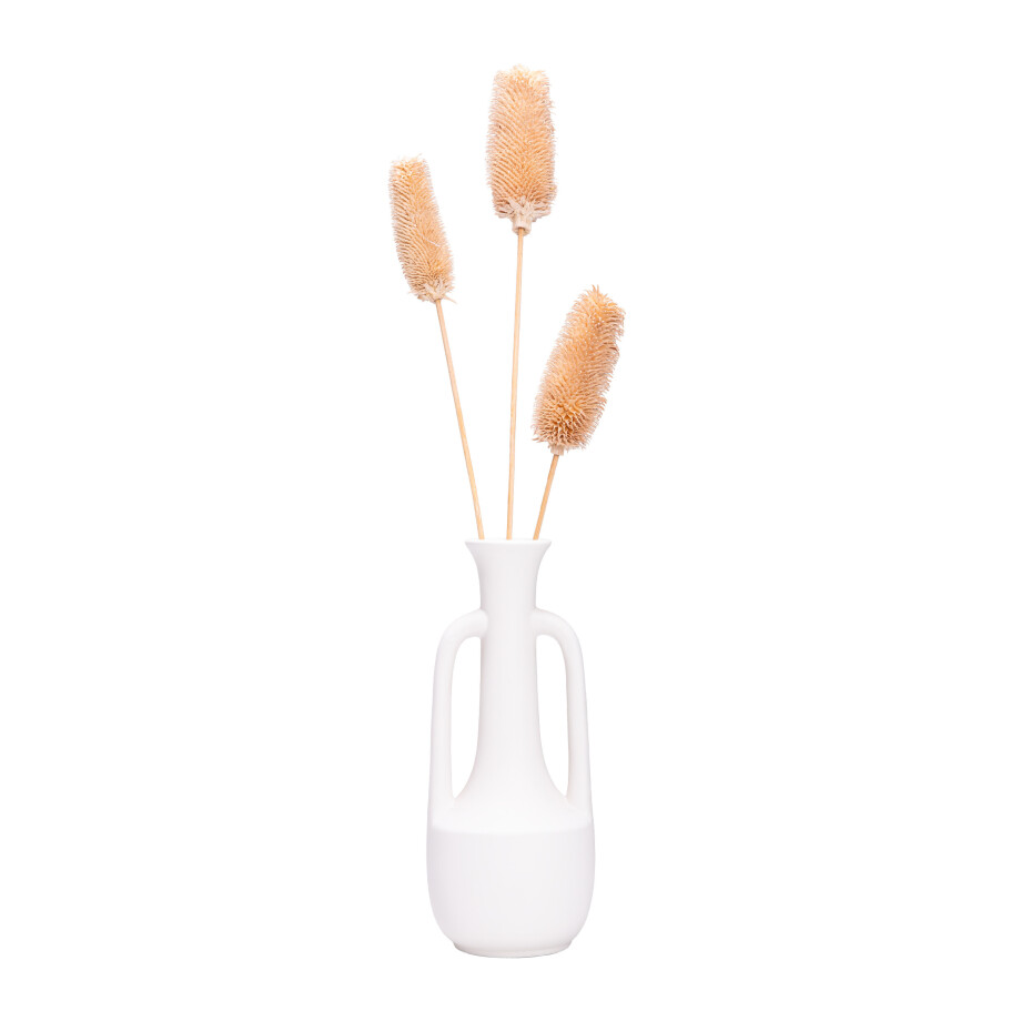 QUVIO Vaas met handvatten - 26 cm - Keramiek - Wit afbeelding 1