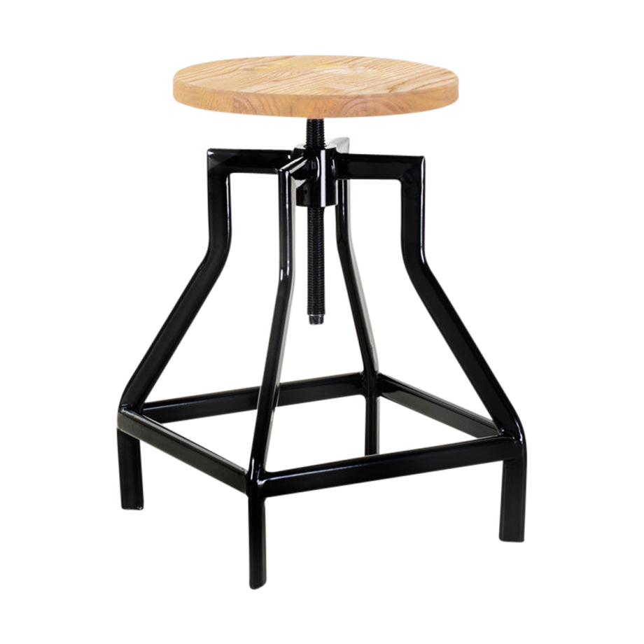 Lage draaibare kruk zwart - in hoogte verstelbaar Lage draaibare kruk zwart - in hoogte verstelbaar afbeelding 1