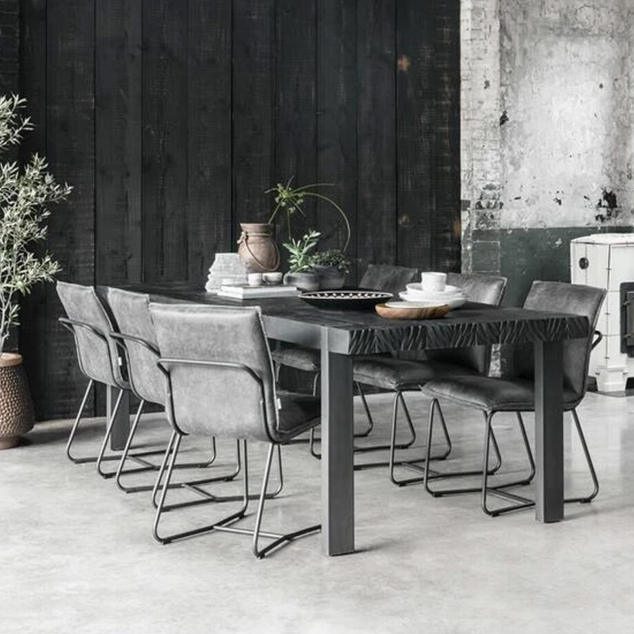 DTP Home Eettafel 'Beam' Teakhout, 225 x 100cm, kleur Zwart afbeelding 1