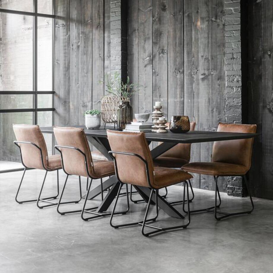 DTP Home Eettafel 'Curves' Teakhout, 210 x 100cm, kleur Zwart afbeelding 1